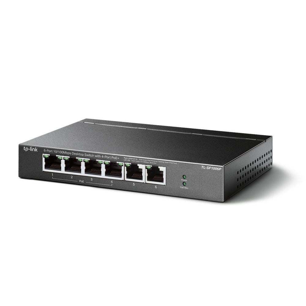 TP-Link TL-SF1006P Switch di Rete Non Gestito 6 Porte Fast Ethernet (10/100) con 4 Porte PoE Nero