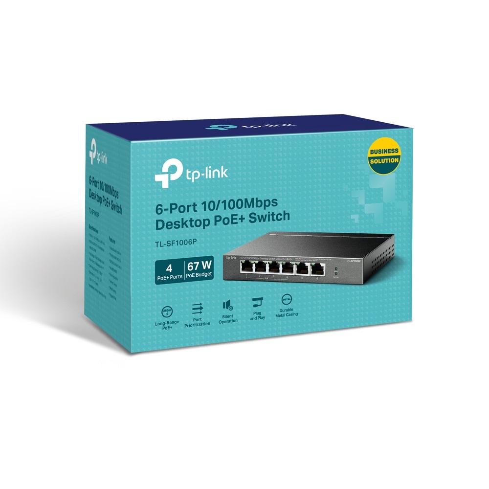 TP-Link TL-SF1006P Switch di Rete Non Gestito 6 Porte Fast Ethernet (10/100) con 4 Porte PoE Nero