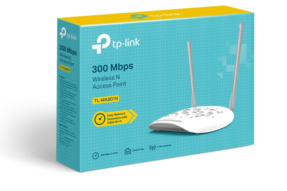 TP-Link TL-WA801N Access Point Wireless N 300Mbps con 2 Antenne, WPS e Supporto Power over Ethernet (PoE) - Bianco