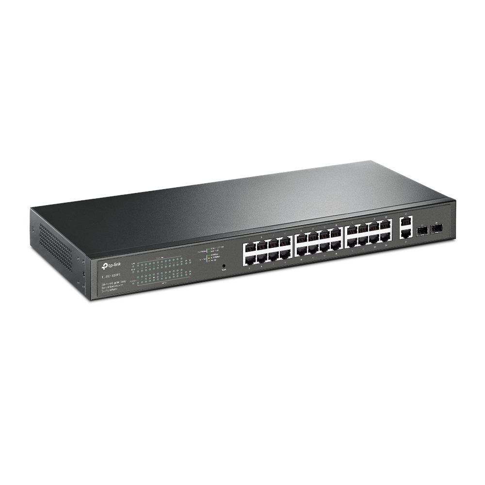 TP-Link TL-SG1428PE Switch di Rete Gestito L2 28 Porte Gigabit Ethernet (10/100/1000) con 24 Porte PoE e 2 Slot SFP, Montaggio Rack 1U, Budget PoE fino a 250W, Nero