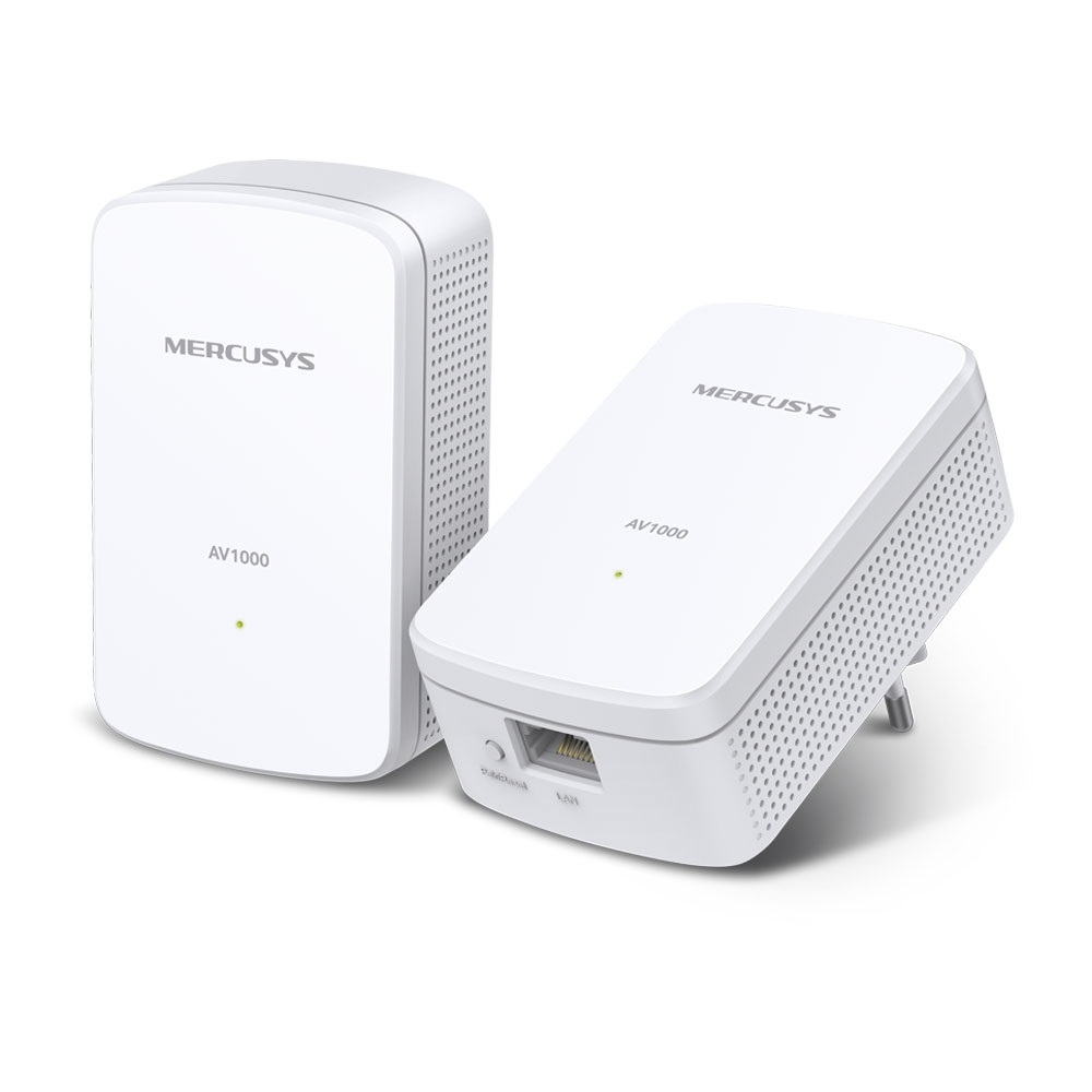 Mercusys MP500 KIT Adattatore di Rete Powerline AV2 Fino a 1000 Mbps, 1 Porta Gigabit, Plug & Play, Bianco, 2 pz