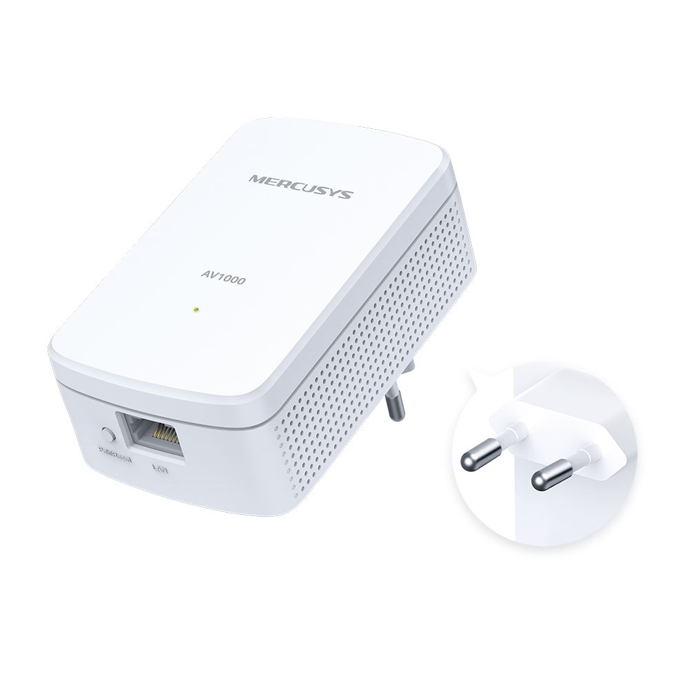 Mercusys MP500 KIT Adattatore di Rete Powerline AV2 Fino a 1000 Mbps, 1 Porta Gigabit, Plug & Play, Bianco, 2 pz