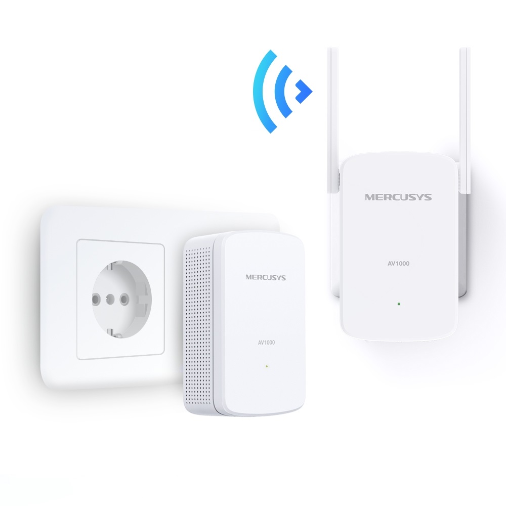 Mercusys MP510 KIT Powerline Homeplug AV2 fino a 1000 Mbps e Wi-Fi 300 Mbps - Adattatore di rete Gigabit Ethernet Bianco