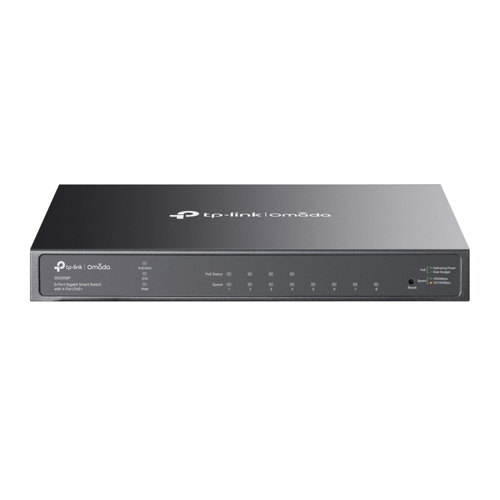 TP-Link TL-SG2008P Switch Gestito L2/L2 con 8 Porte Gigabit Ethernet (10/100/1000) e 4 Porte PoE (62W) - Nero