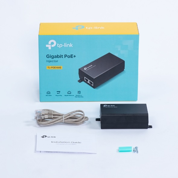 TP-Link TL-POE160S PoE Injector 30W, 2 Porte RJ45 Gigabit Ethernet, Plug & Play, Custodia in Metallo