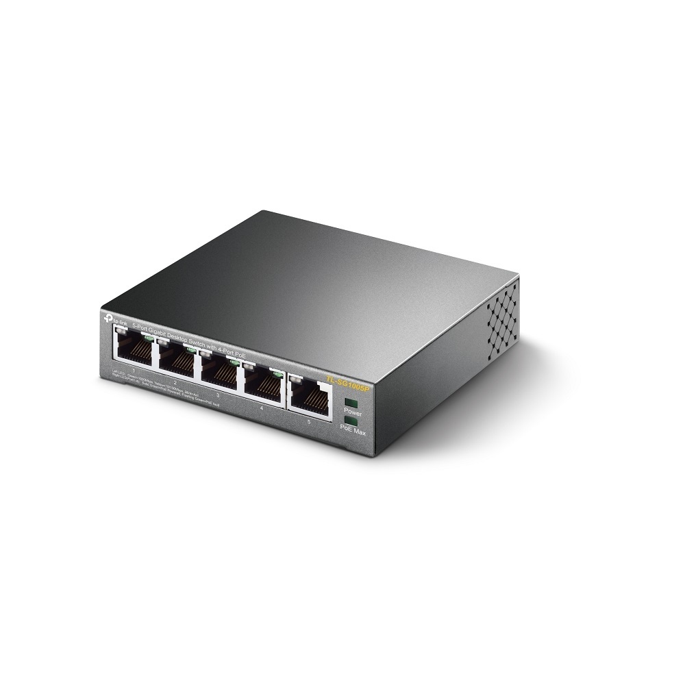 TP-Link TL-SG1005P Switch di rete Non gestito Gigabit Ethernet 5 Porte (10/100/1000) con 4 Porte PoE fino a 65W