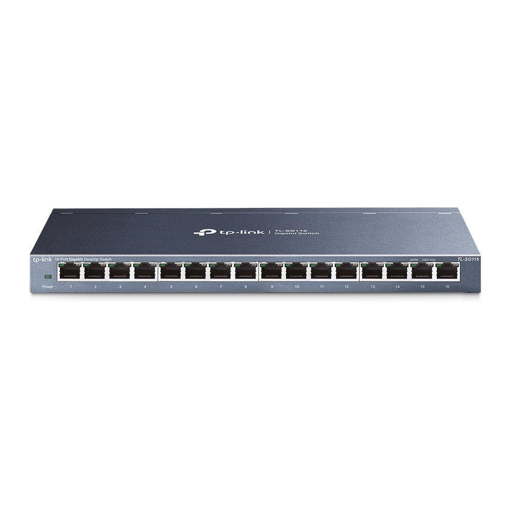TP-Link TL-SG116 Switch 16 Porte Gigabit Unmanaged 10/100/1000 Mbps, Plug & Play, Struttura in Acciaio