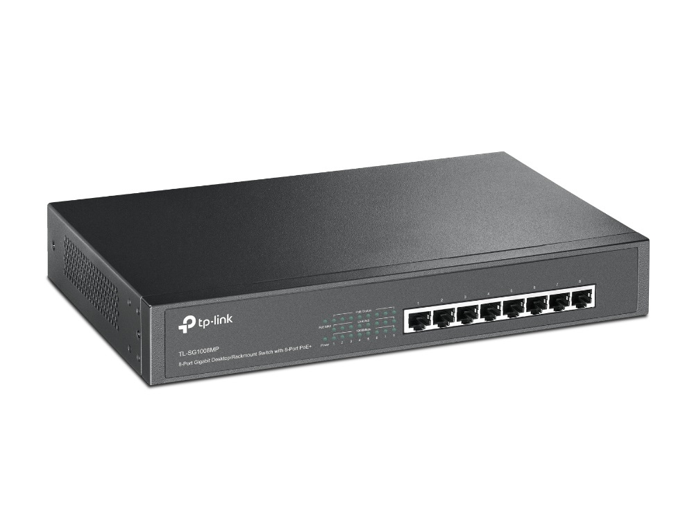 TP-Link TL-SG1008MP Switch Gigabit 8 Porte PoE 10/100/1000 Mbps, Montaggio Rack 1U, Capacità 16 Gbps