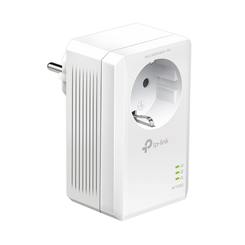 TP-Link TL-PA7017P Kit Powerline 1000 Mbit/s con Presa Passante Schuko e Porta Gigabit - Bianco, 2 pz