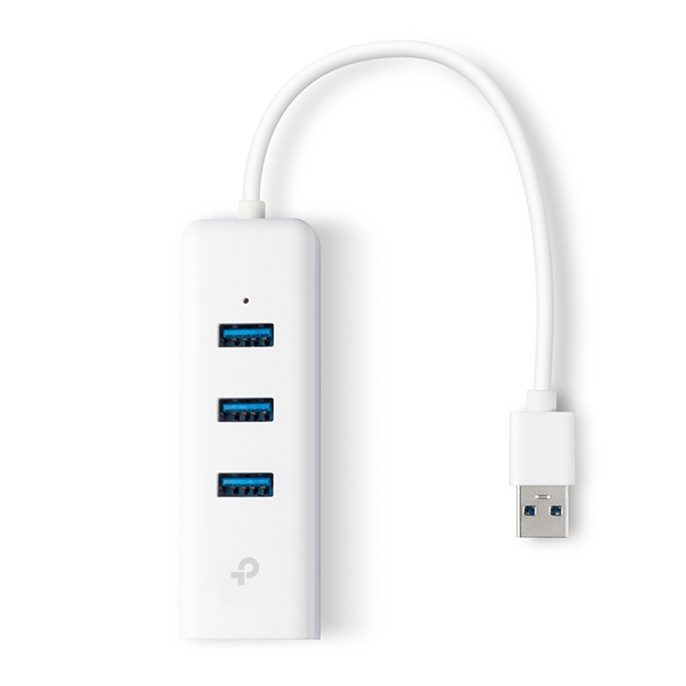 TP-Link UE330 Adattatore USB di Rete 2 in 1 con 3 Porte USB 3.0 e Gigabit Ethernet, Plug & Play, Design Compatto e Portatile