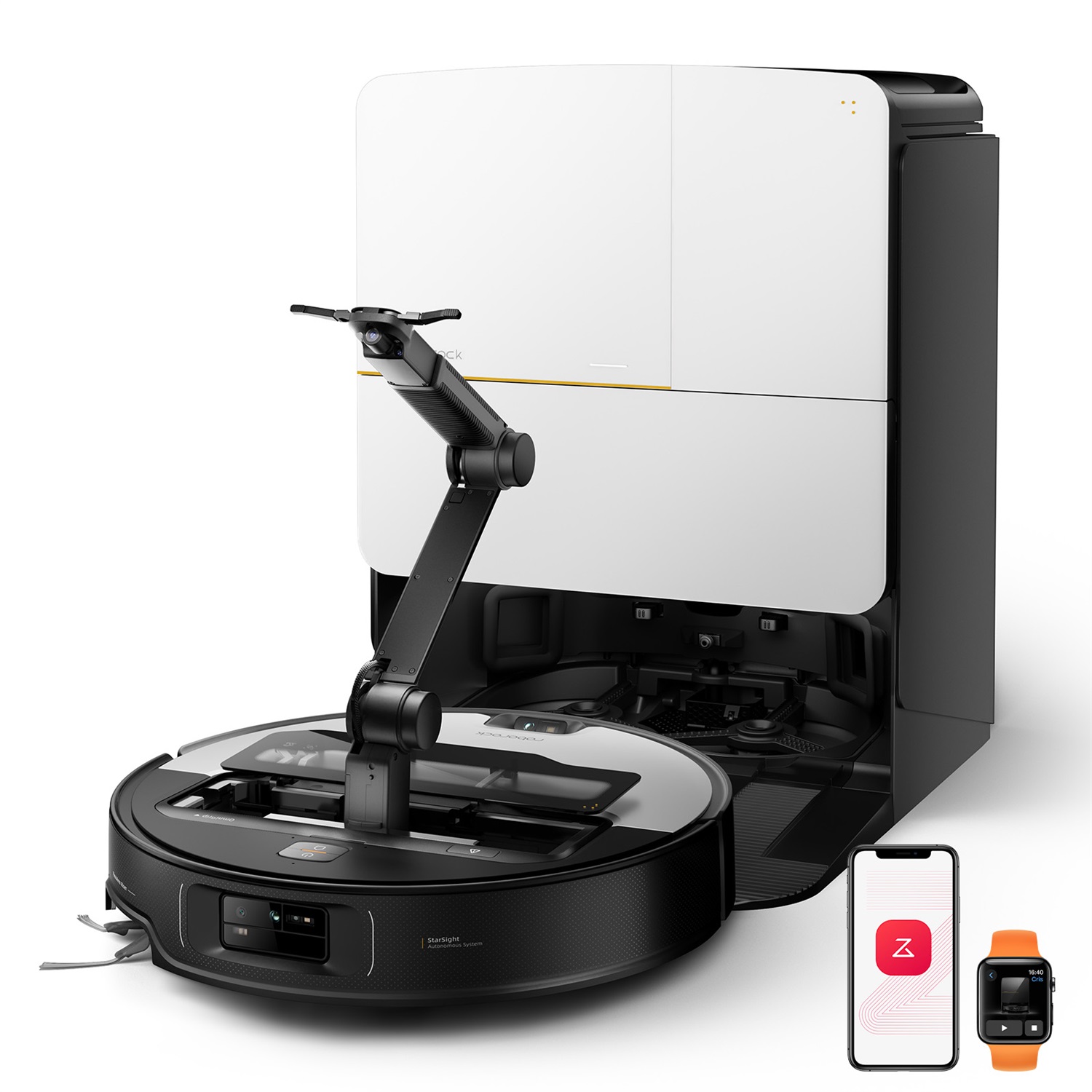 Roborock Saros Z70 Aspirapolvere Robot 65 W con Sacchetto per la Polvere Argento Rotondo