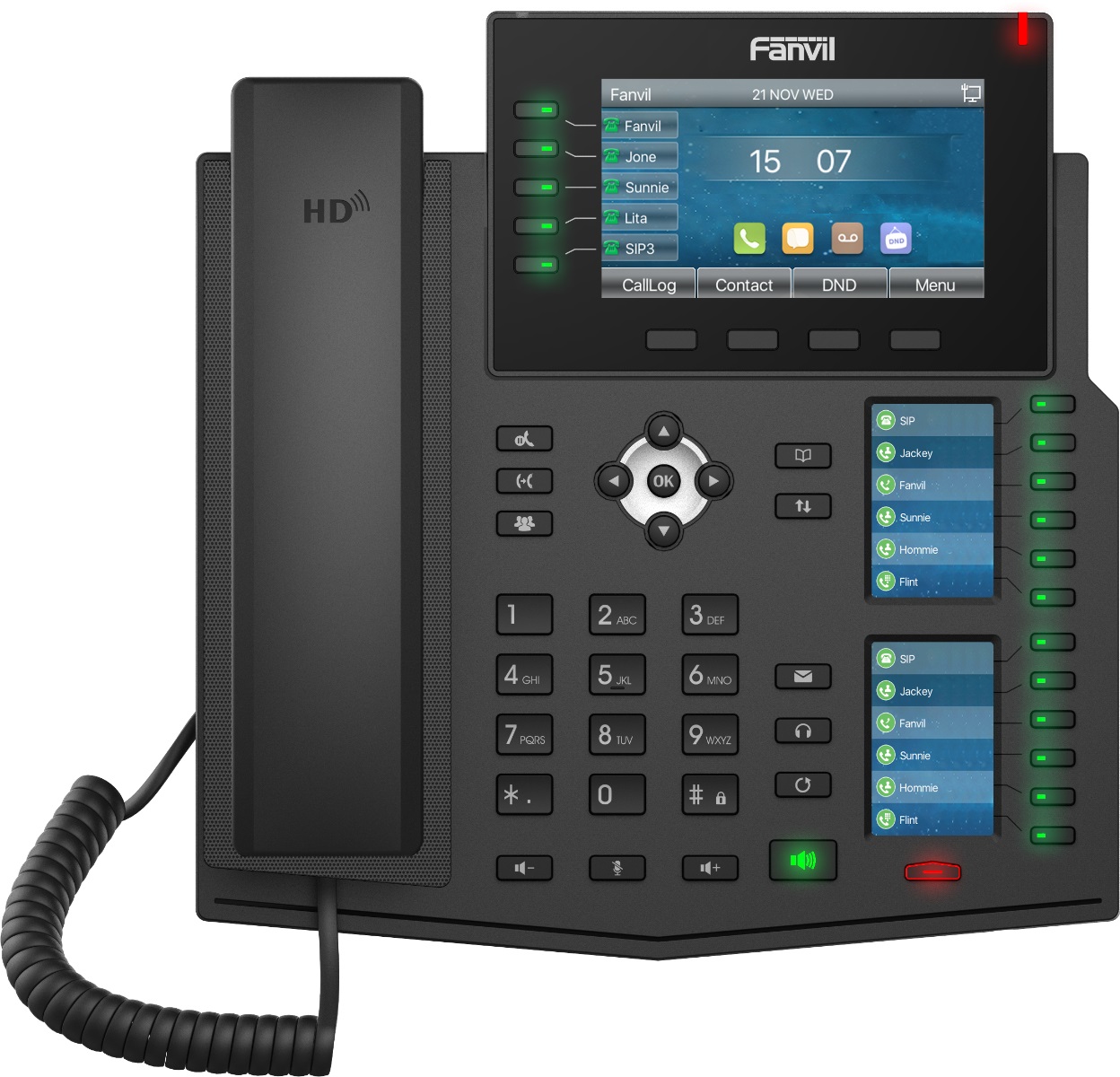 Fanvil X6U V2 Telefono IP Nero 20 Linee LCD Wi-Fi Gigabit PoE