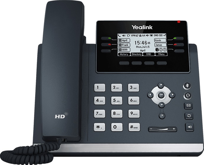 Yealink SIP-T42U Telefono IP Grigio con Display LCD, 100 Voci, Cornetta Cablata, Wi-Fi e Bluetooth