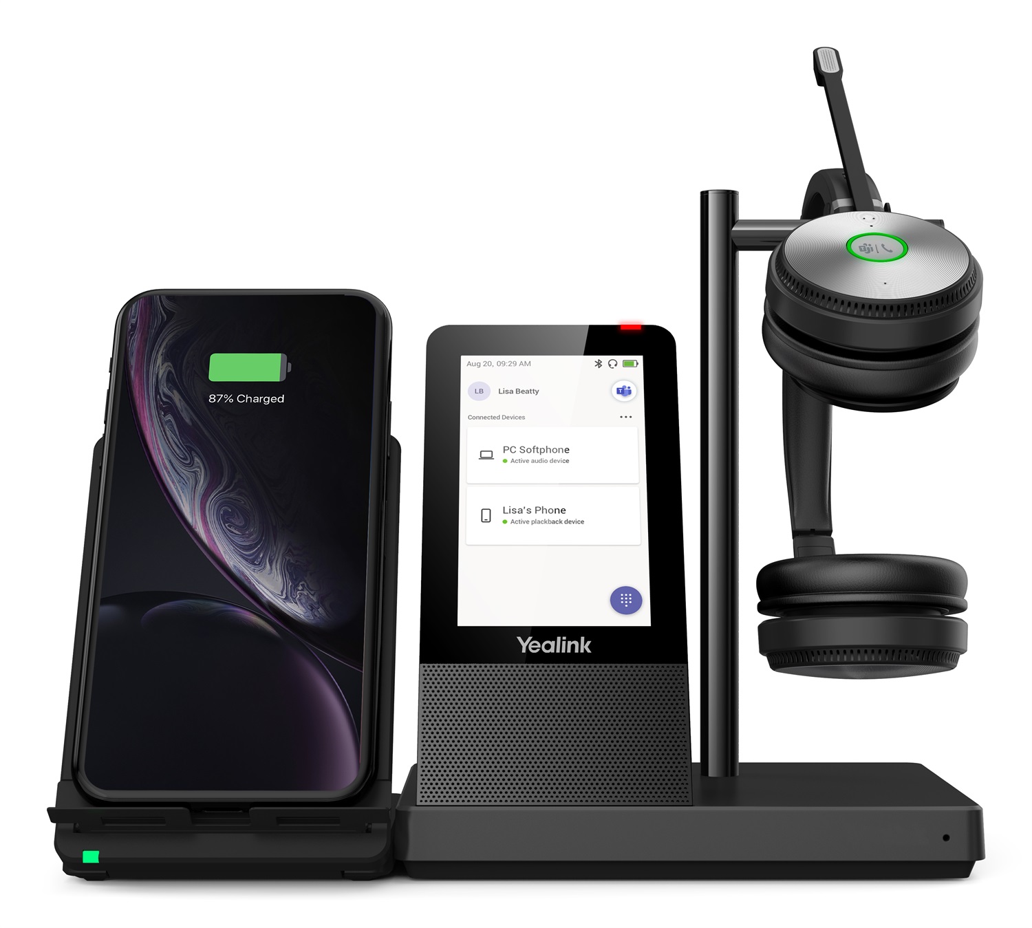 Yealink WH66 Dual Teams - Sistema di audioconferenza personale Wireless con Bluetooth e USB, Nero, Certificato Microsoft Teams
