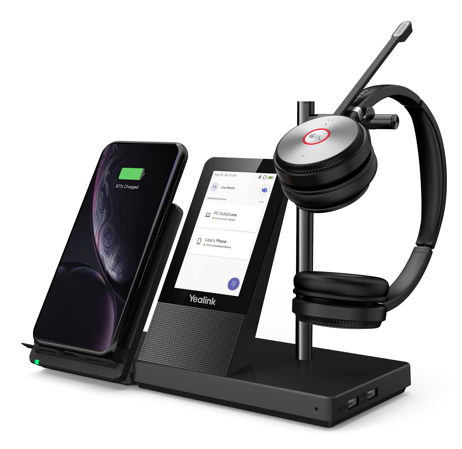 Yealink WH66 Dual Teams - Sistema di audioconferenza personale Wireless con Bluetooth e USB, Nero, Certificato Microsoft Teams