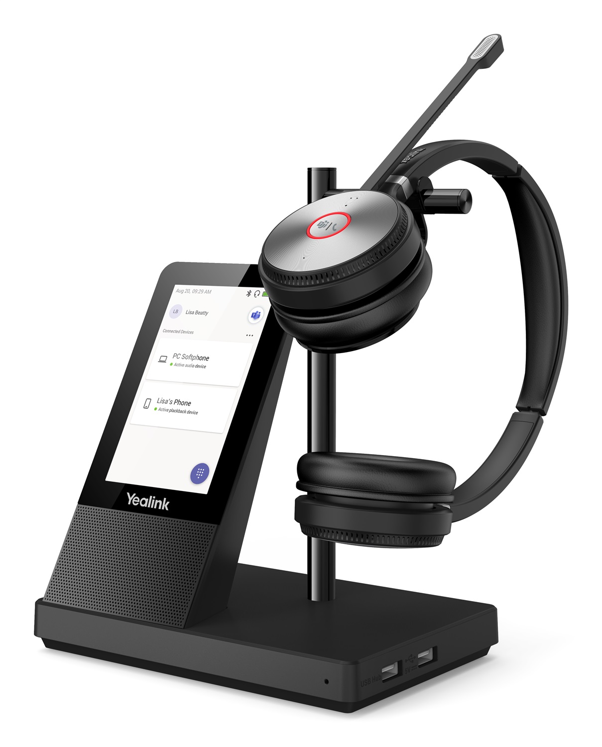 Yealink WH66 Dual Teams - Sistema di audioconferenza personale Wireless con Bluetooth e USB, Nero, Certificato Microsoft Teams