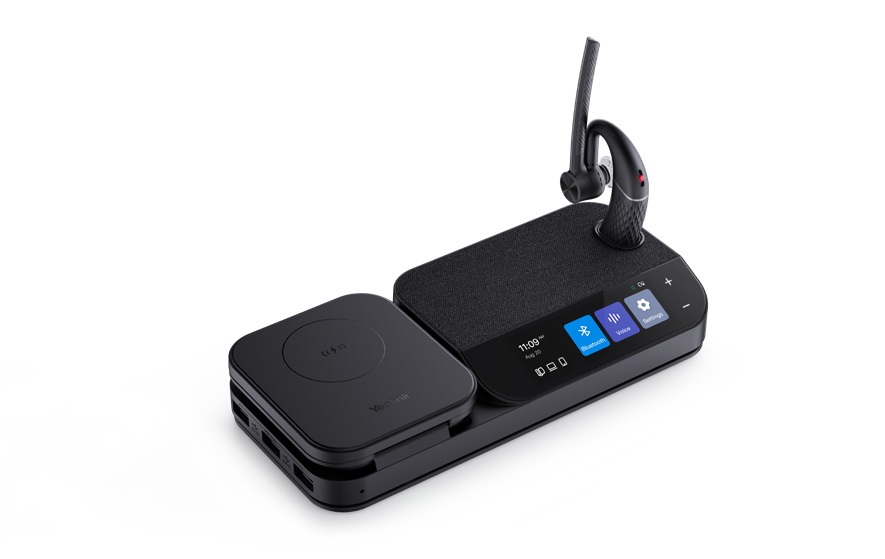 Yealink BH71-WORKSTATION Cuffia Mono Wireless Bluetooth con 4 Microfoni Beamforming e Ricarica Wireless, Ufficio, Nero