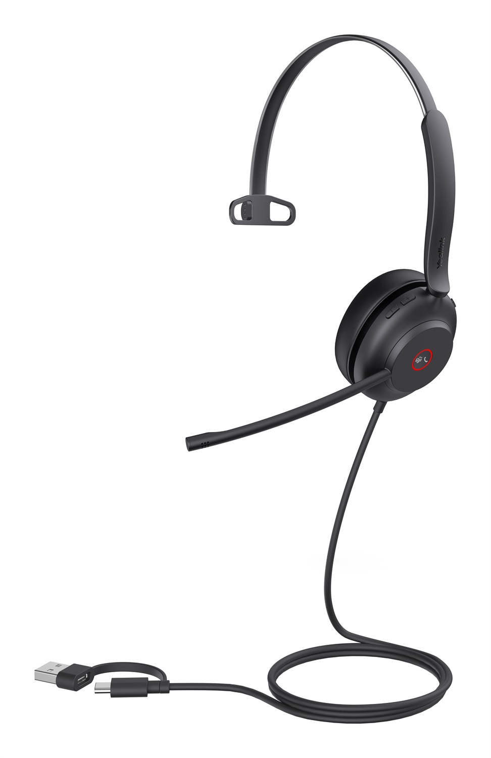 Yealink UH37 Mono Teams Auricolare Cablato A Padiglione Ufficio USB Type-C / USB Type-A Nero