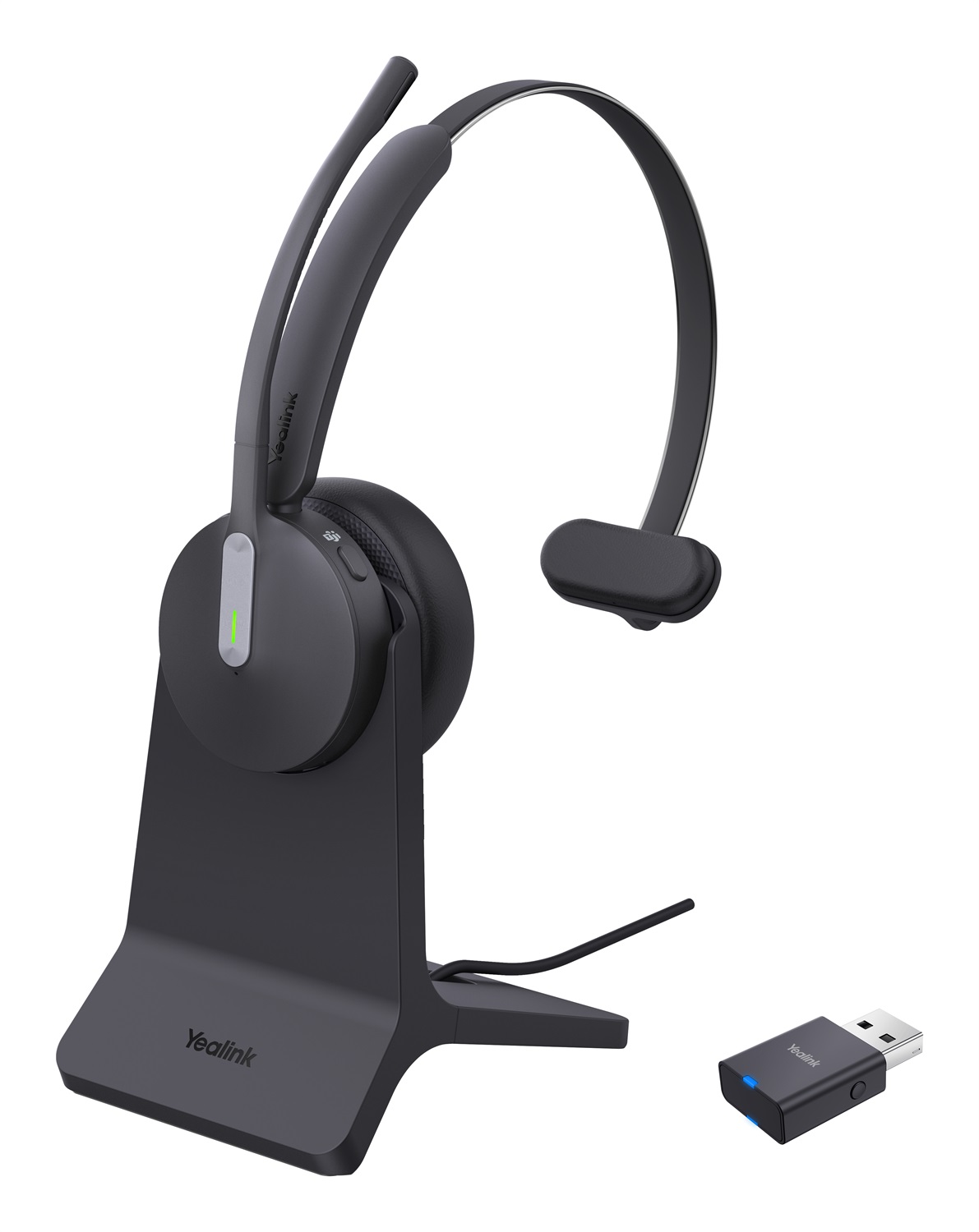 Yealink WH64 Hybird Mono with Charging Stand Teams Auricolare Wireless A Padiglione Ufficio USB tipo-C Bluetooth Base di ricarica Nero