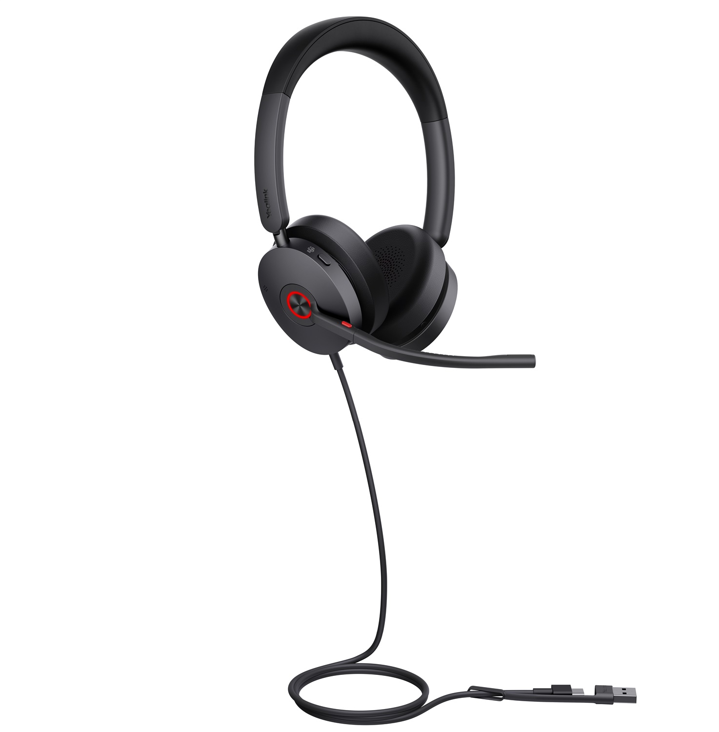 Yealink UH48 Dual Teams Auricolare Cablato USB-C/A per Musica e Chiamate, Certificato Microsoft Teams, 20-20000 Hz, 169 g, Nero