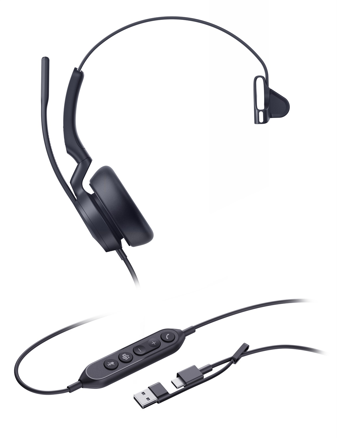 Yealink UH46 Cuffie Mono USB-C/A - Auricolare Premium Certificato per Microsoft Teams