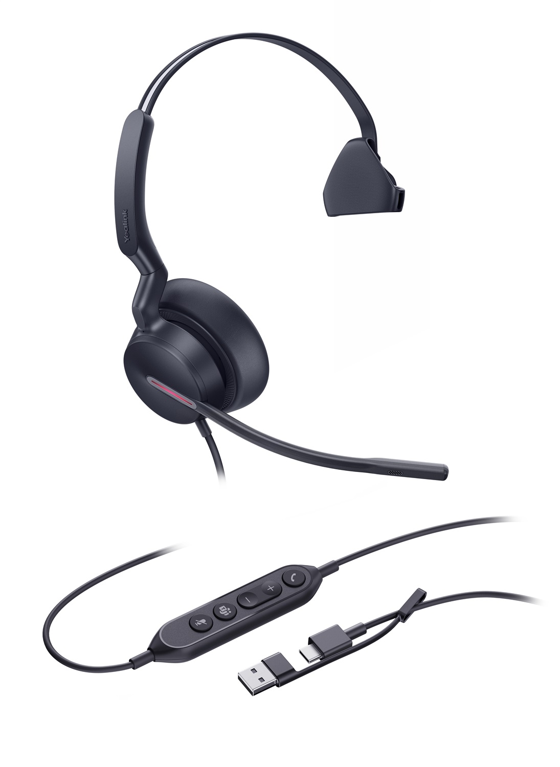 Yealink UH46 Cuffie Mono USB-C/A - Auricolare Premium Certificato per Microsoft Teams