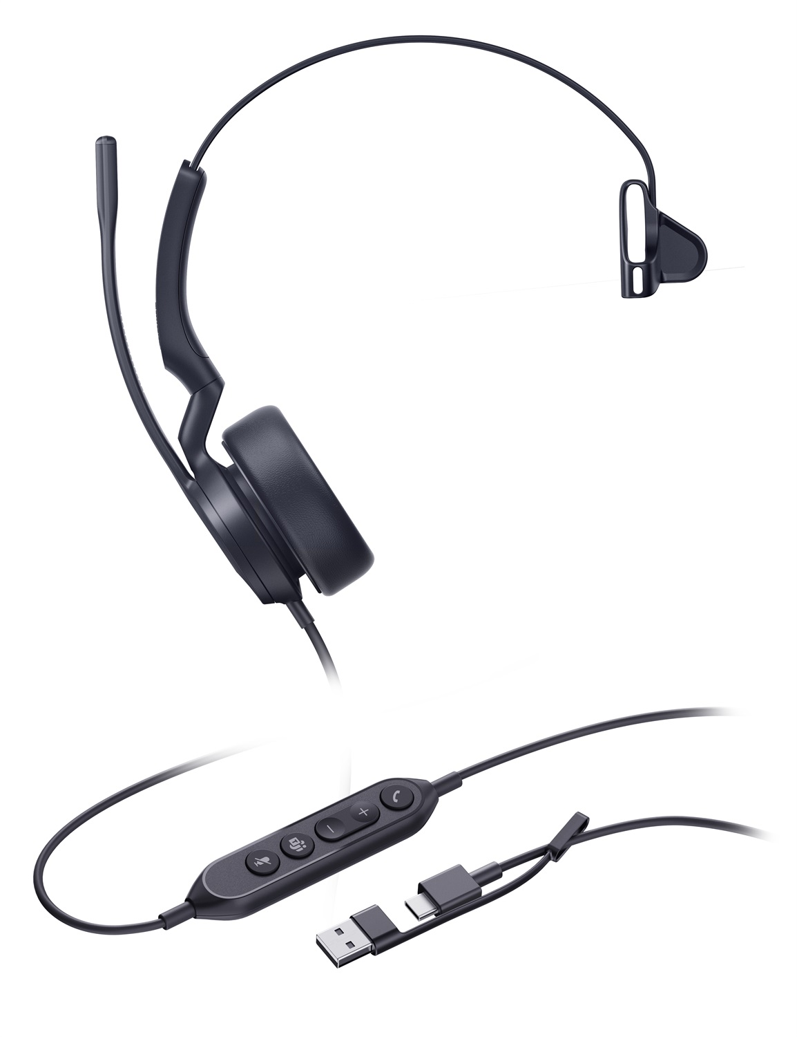 Yealink UH44 Mono Auricolare Cablato per Ufficio con Cancellazione del Rumore e Connettività USB-C/A