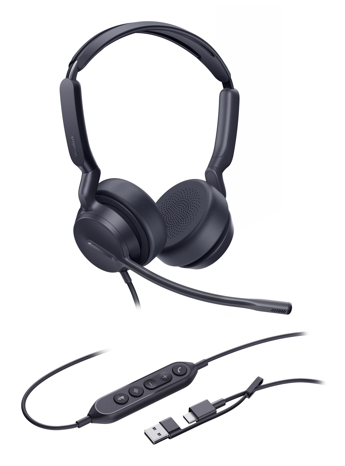 Yealink UH42 - Cuffie Professionali con Doppio Cavo USB-C/A, Audio di Alta Qualità e Comfort Eccezionale