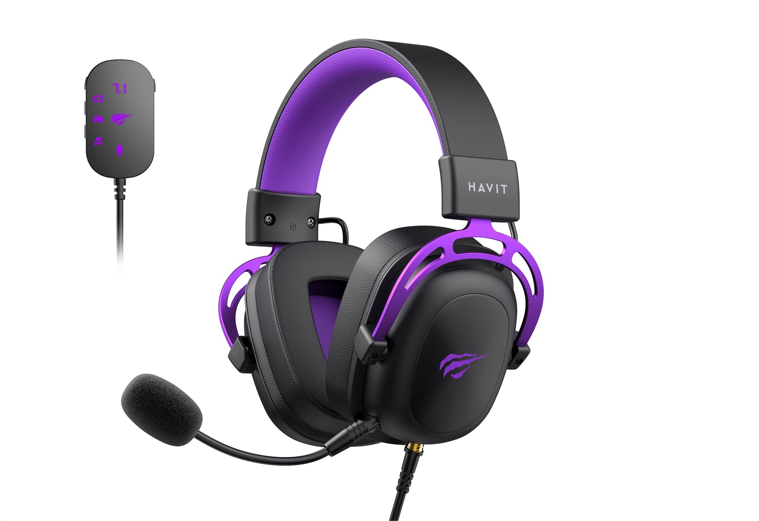 HAVIT Cuffie da Gaming H2002 U Nero/Viola con Microfono e Suono Nitido