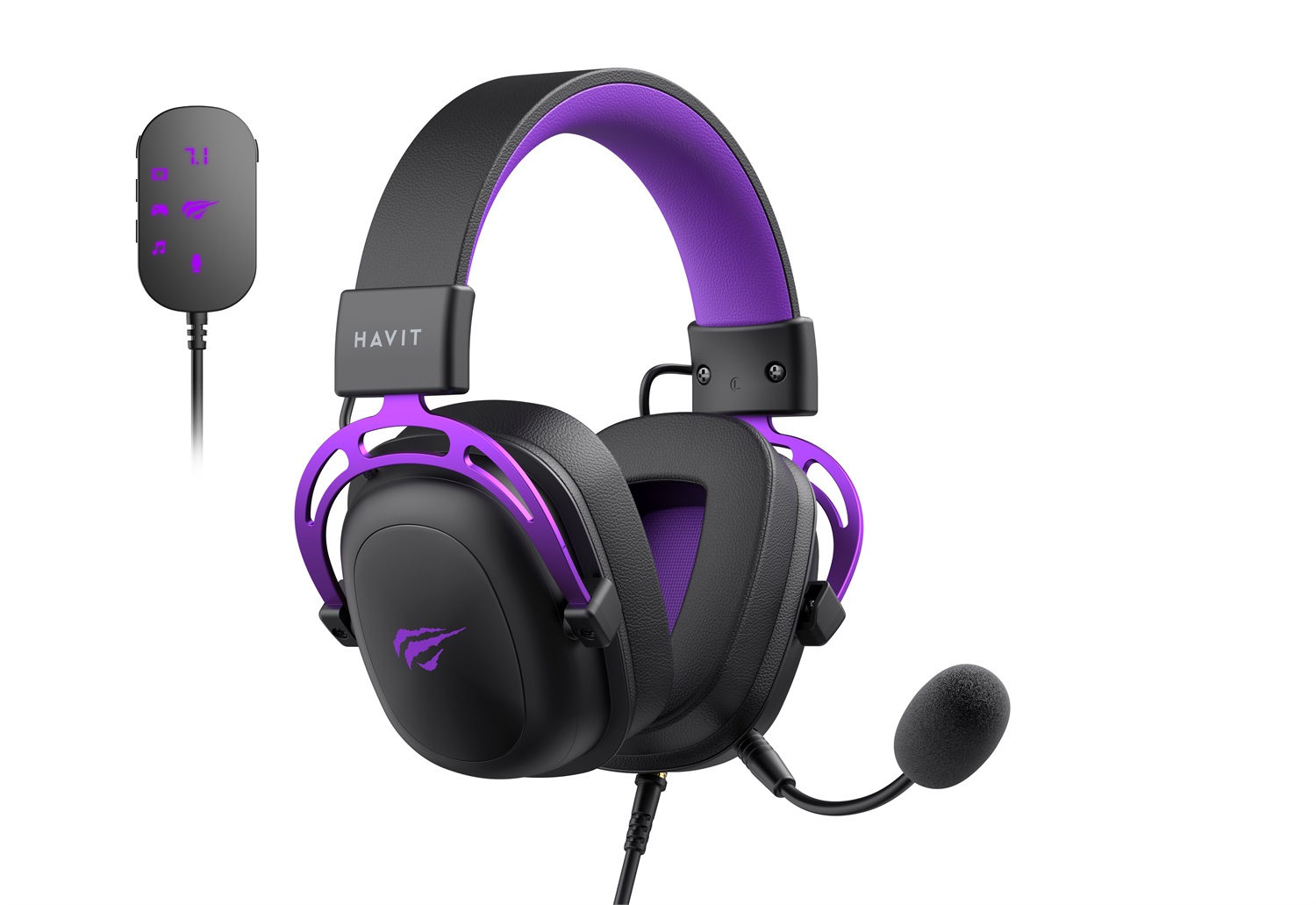 HAVIT Cuffie da Gaming H2002 U Nero/Viola con Microfono e Suono Nitido