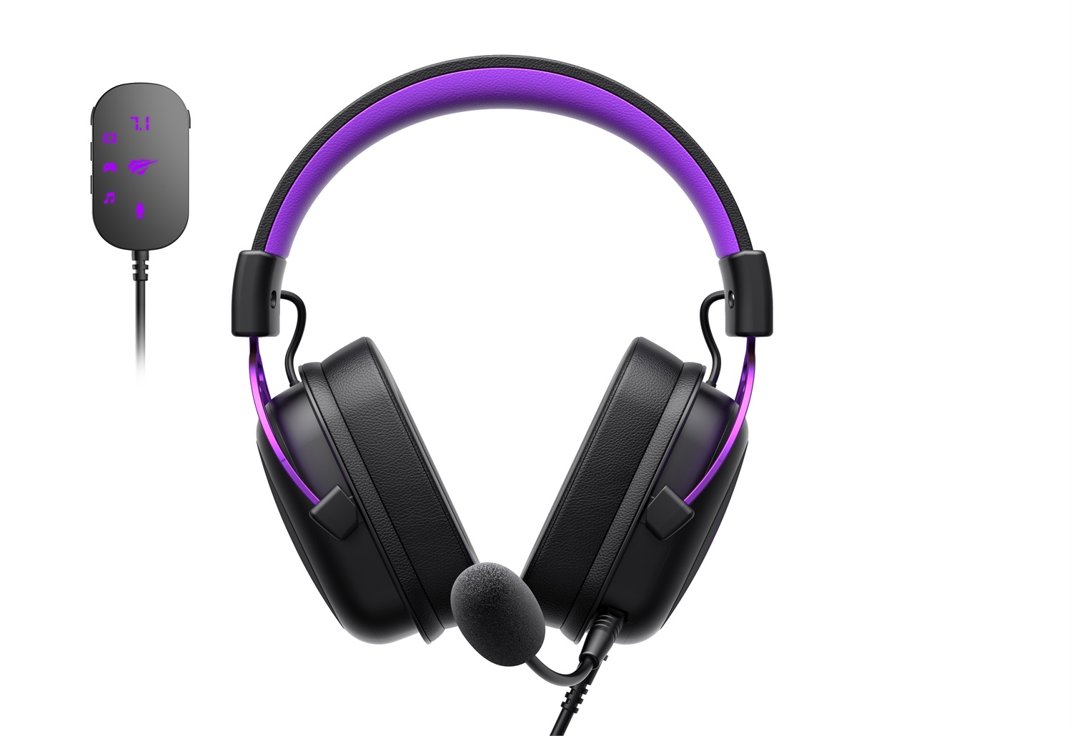 HAVIT Cuffie da Gaming H2002 U Nero/Viola con Microfono e Suono Nitido