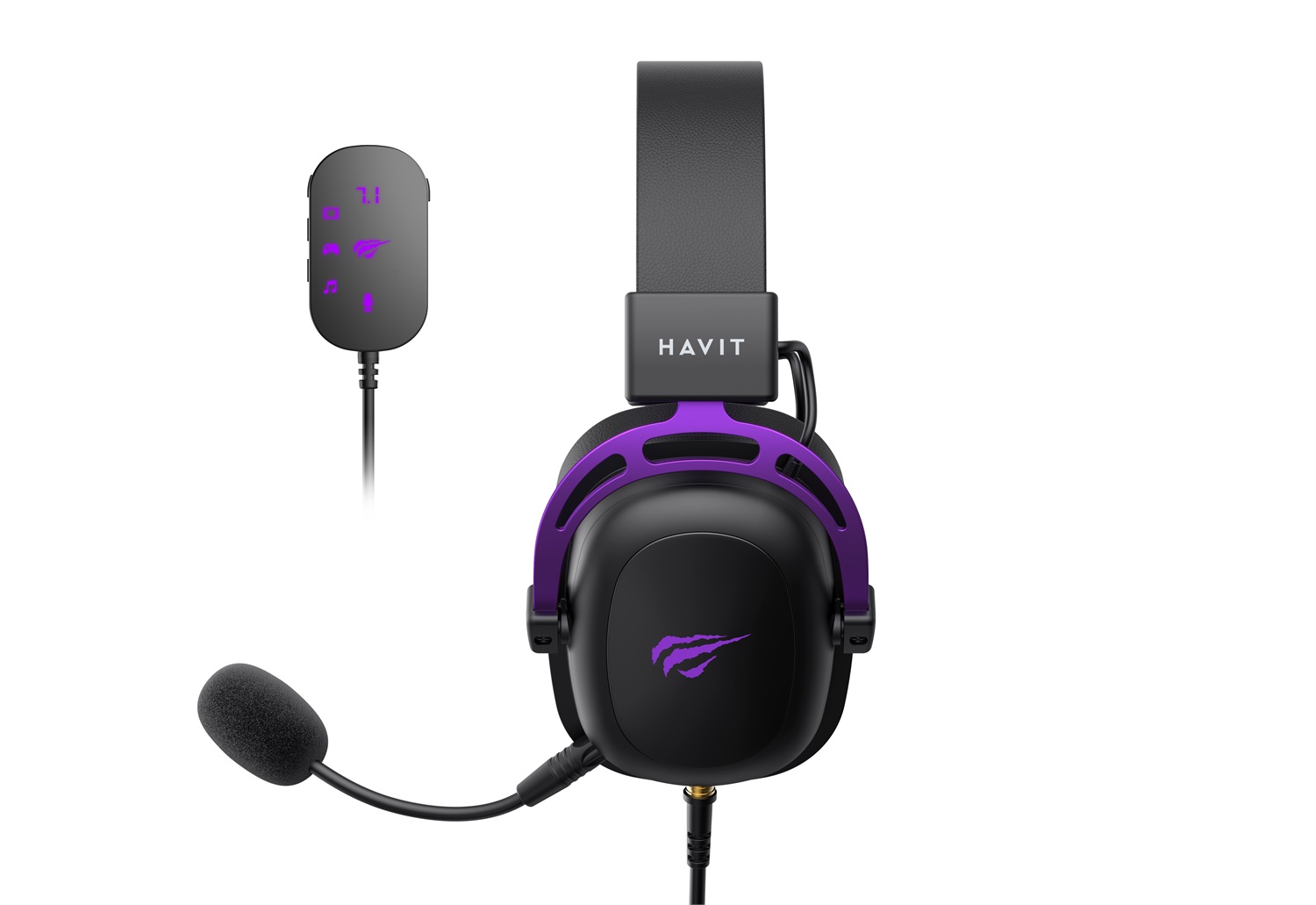 HAVIT Cuffie da Gaming H2002 U Nero/Viola con Microfono e Suono Nitido