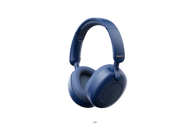 HAVIT Cuffie H655BT Wireless Bluetooth a Padiglione Blu con Microfono per Chiamate e Musica