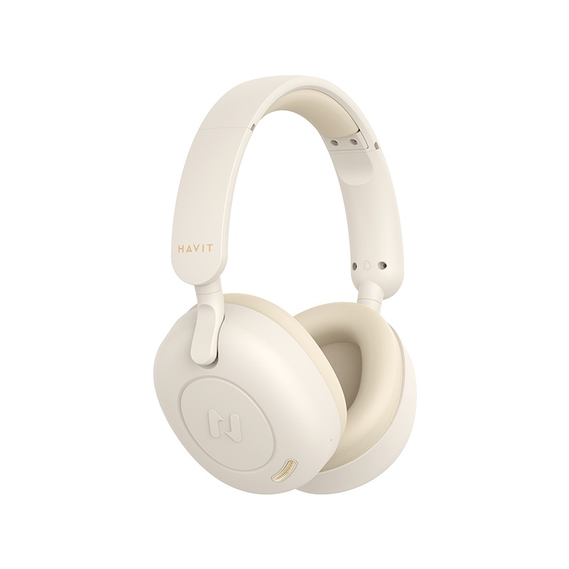 HAVIT Cuffie H655BT Wireless Bluetooth Beige con Microfono per Chiamate e Musica