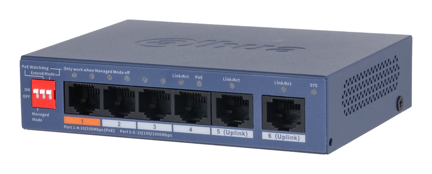 Dahua Technology CS4006-4ET2GT-60 switch di rete Gestito L2 Gigabit Ethernet (10/100/1000) Supporto Power over Ethernet (PoE) Blu