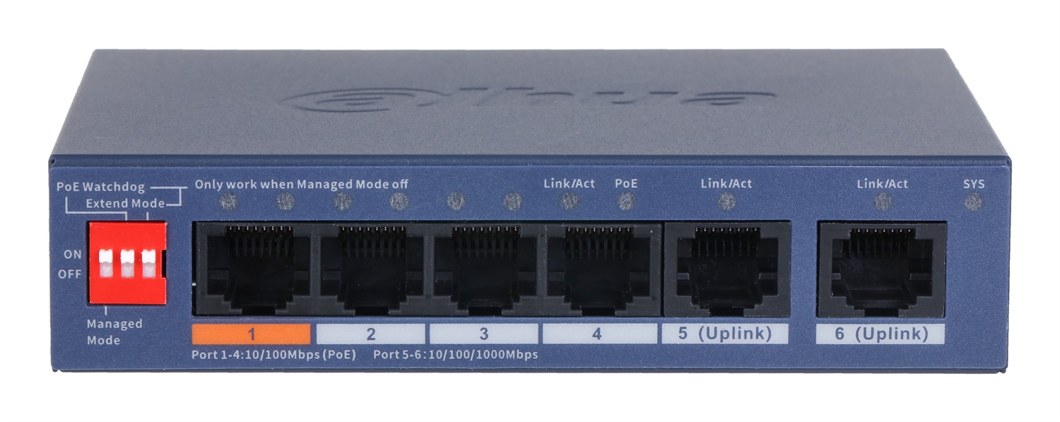 Dahua Technology CS4006-4ET2GT-60 switch di rete Gestito L2 Gigabit Ethernet (10/100/1000) Supporto Power over Ethernet (PoE) Blu
