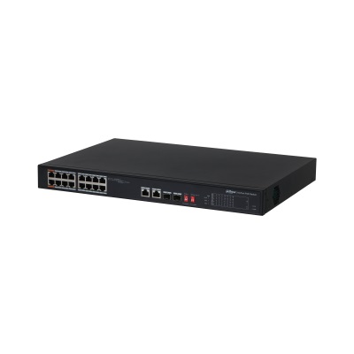 Dahua PFS3218-16ET-135 Switch di Rete PoE Non Gestito L2 18 Porte (16 PoE 2 Uplink RJ45 2 SFP) Gigabit Ethernet 10/100/1000 Mbps
