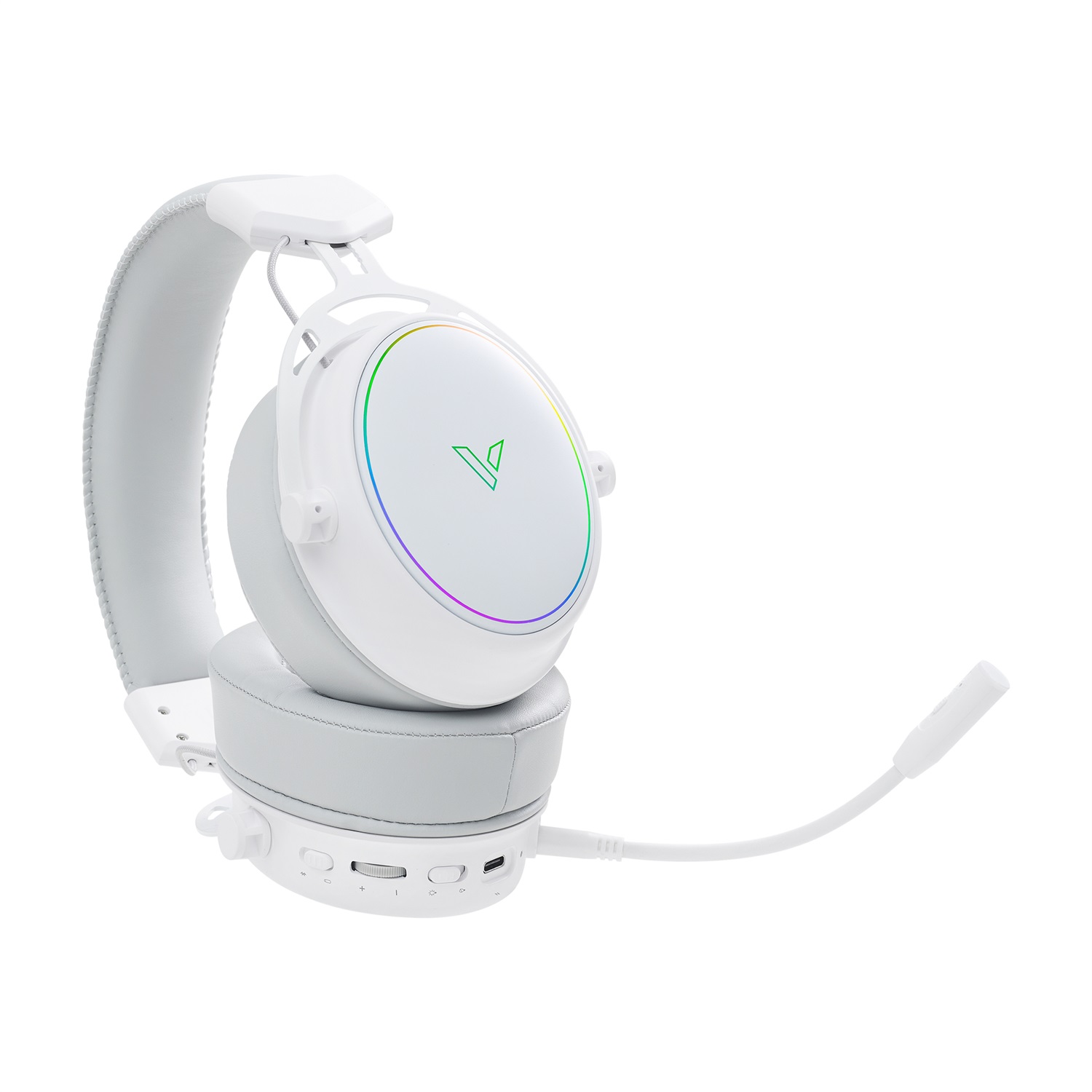 Rapoo VH800 Cuffie da Gioco Wireless Dual-mode 2.4GHz e Bluetooth 5.2, Bianco con Retroilluminazione
