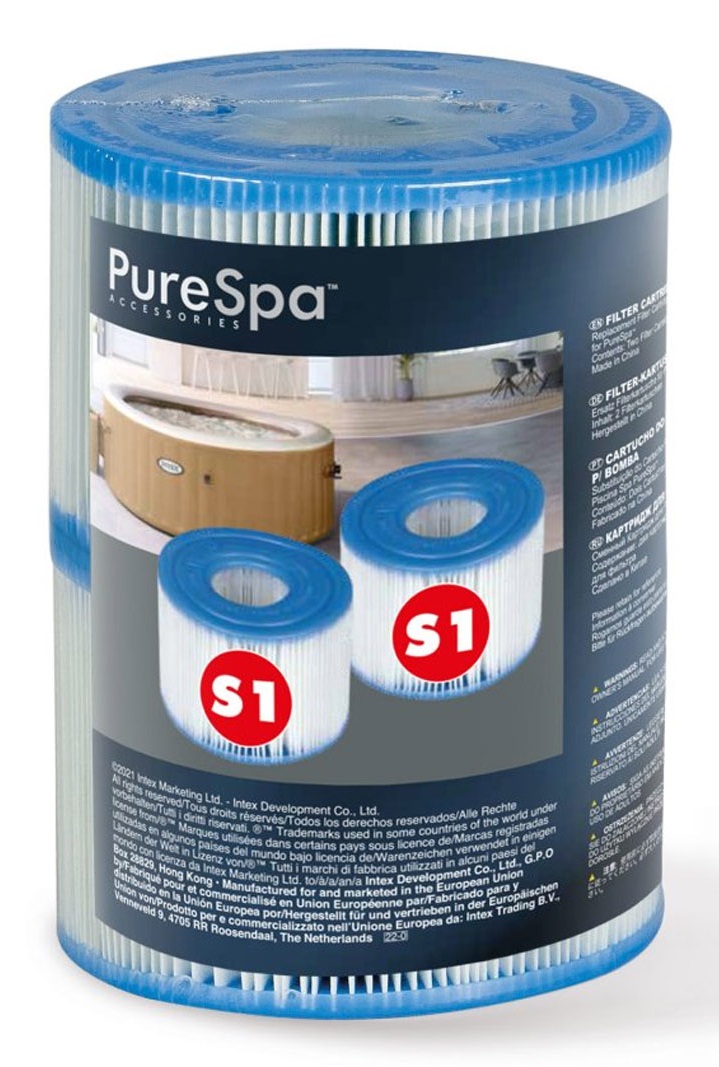 Intex Cartuccia Filtrante S1 per Spa - Set 2 Pezzi, in Carta Dacron, Compatibile con PureSpa