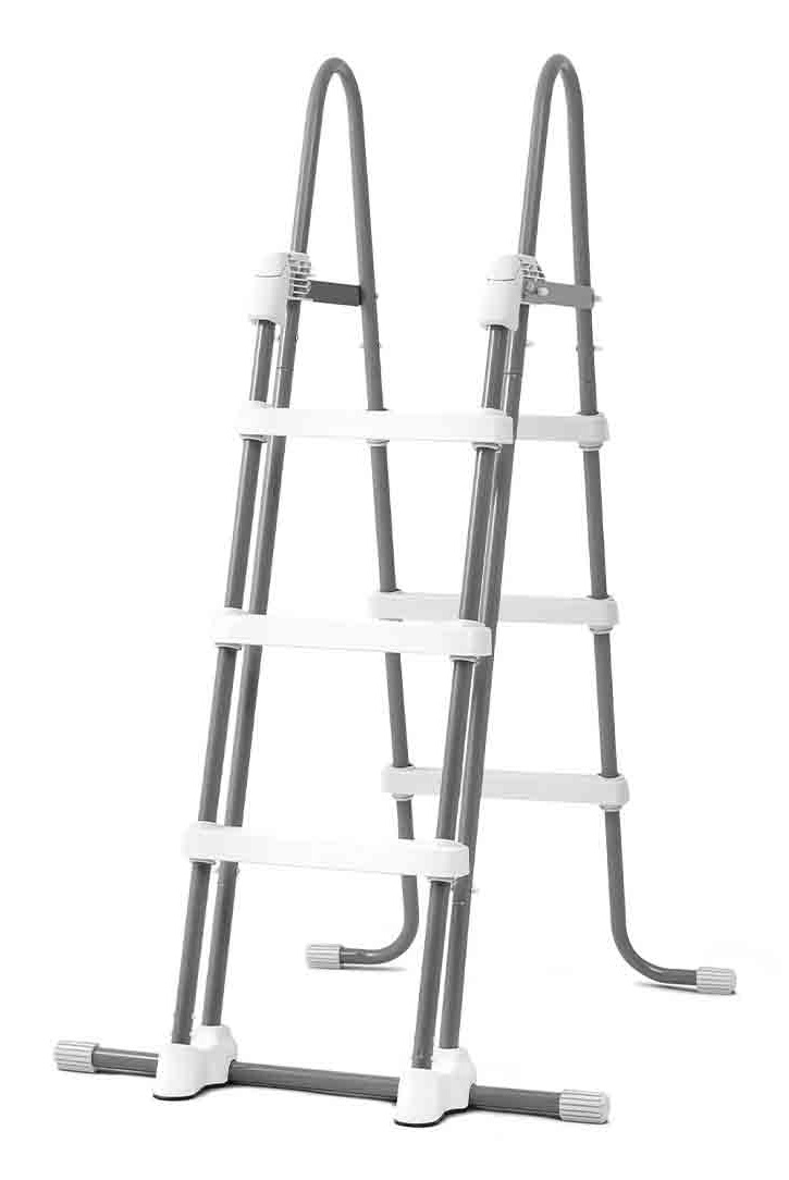 Intex Scaletta Doppia per Piscina Fuoriterra 28075 - Altezza 91-107 cm, 3 Gradini Removibili in Acciaio e Plastica