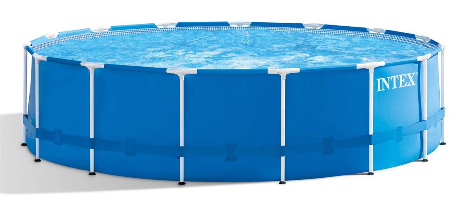 Intex 28242 Piscina Fuori Terra Rotonda Metal Frame 457x122 cm Blu - Capacità 16805 L, Filtro a Cartuccia, Portata 3785 L/h