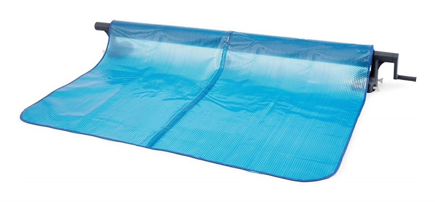 Intex 28051 - Rullo per Copertura Solare per Piscine 274-488 cm, Alluminio e PVC, Grigio