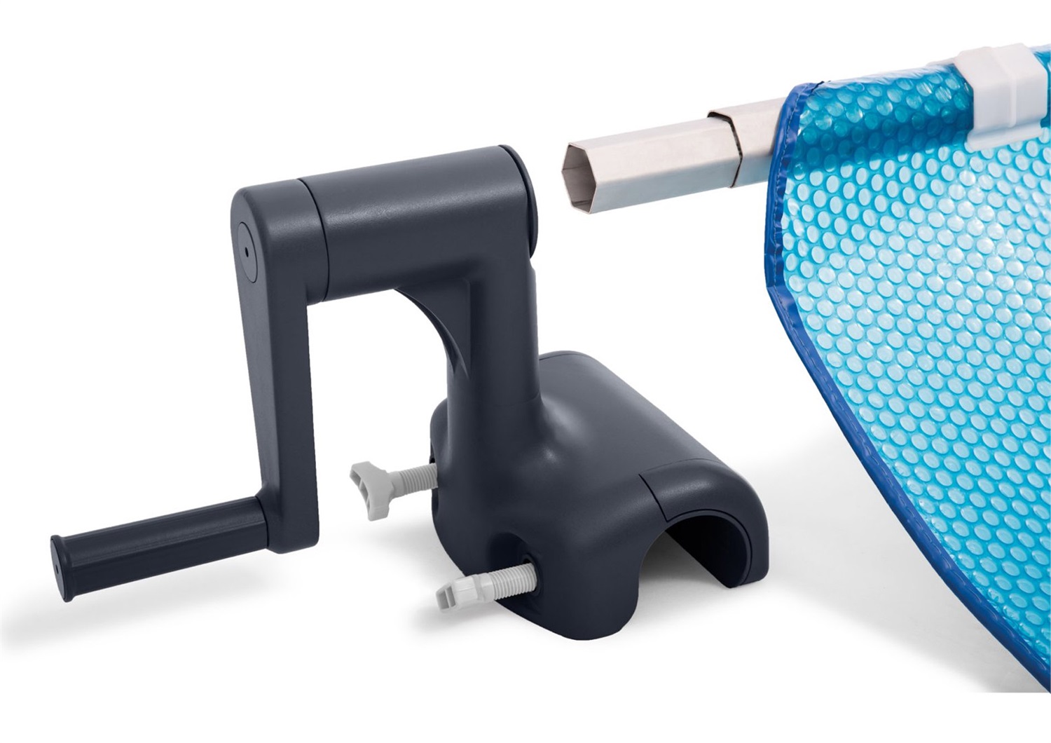 Intex 28051 - Rullo per Copertura Solare per Piscine 274-488 cm, Alluminio e PVC, Grigio