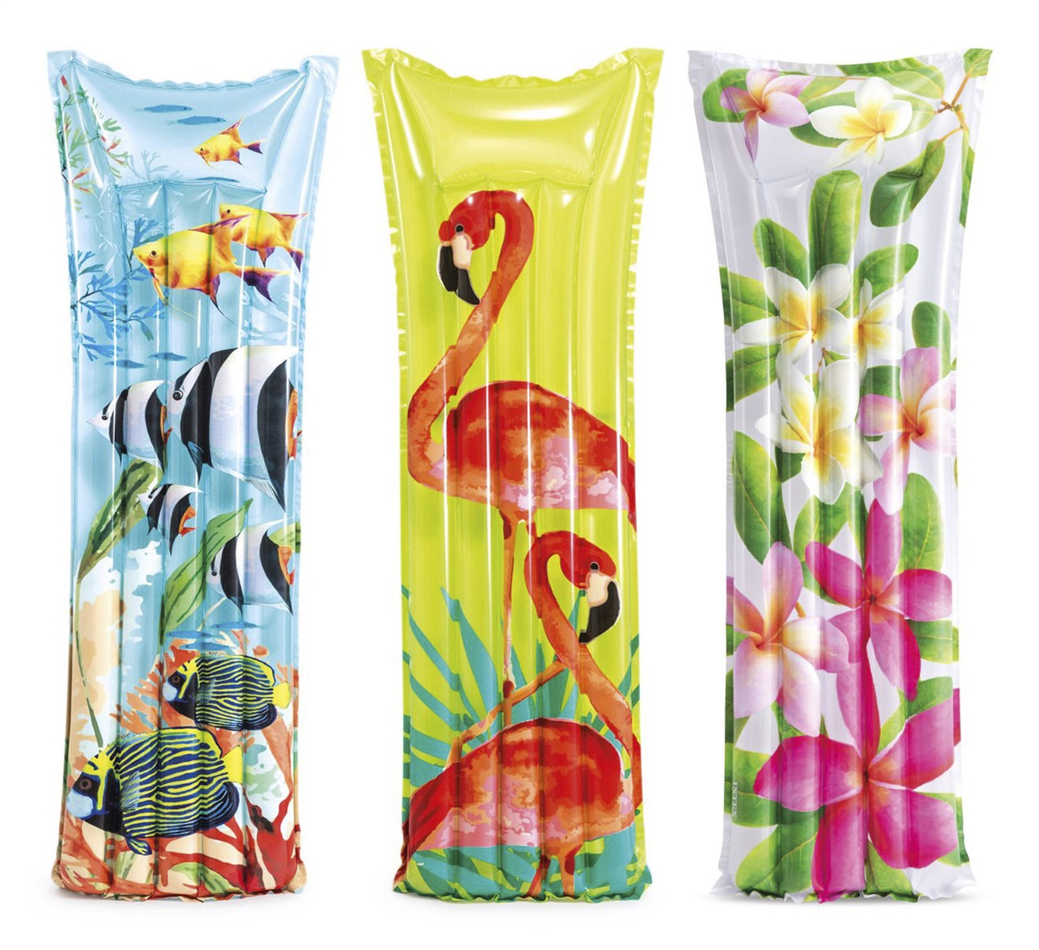 Intex Materassino Gonfiabile Floreale 183x69 cm - Vinile Resistente con Cuscino Integrato e Due Camere d'Aria