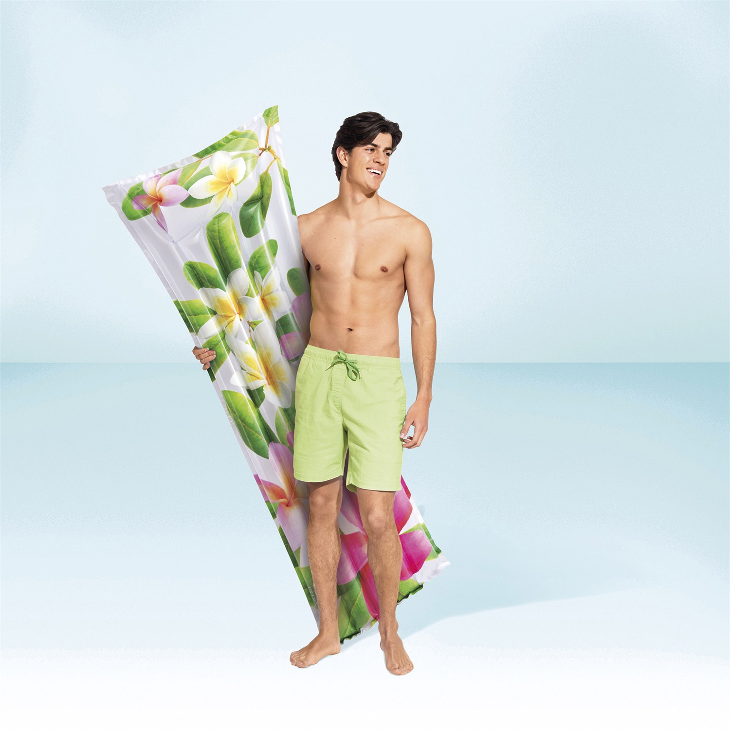 Intex Materassino Gonfiabile Floreale 183x69 cm - Vinile Resistente con Cuscino Integrato e Due Camere d'Aria