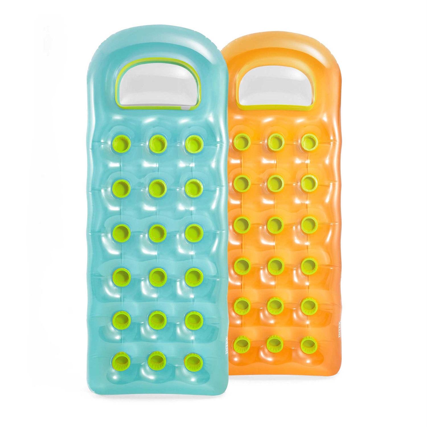 Intex Materassino Gonfiabile con Oblò e 18 Buchi - 188x71 cm, Vinile Resistente, Colori Assortiti