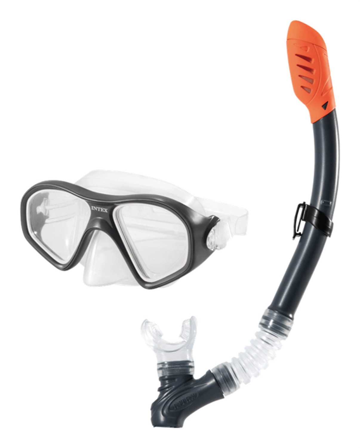 Intex 55648 Set Maschera e Boccaglio Reef Rider - Chiusura Antiacqua, Ipoallergenico, Lattice Free, per Età 14