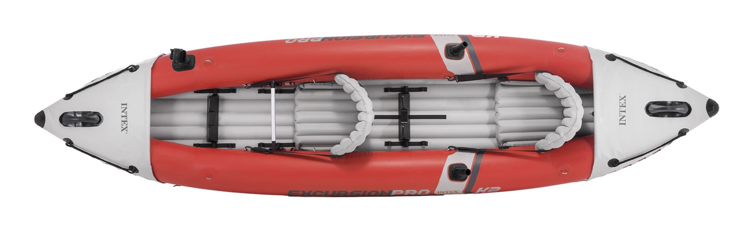 Intex Excursion Pro K2 - Canoa Gonfiabile 2 Posti, 384x94x46 cm, PVC Super Resistente, con Remi e Pompa Inclusi