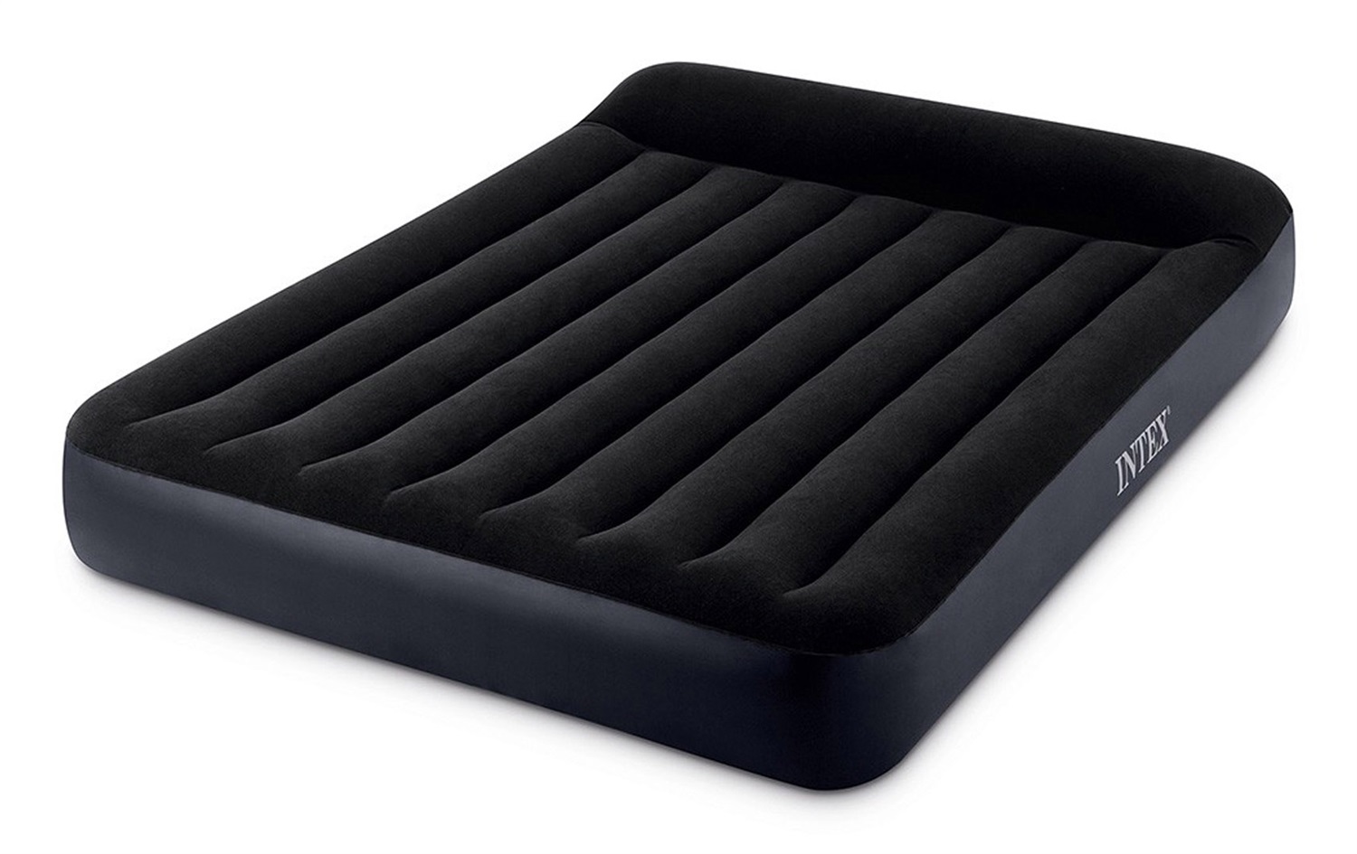 Intex Dura-Beam Pillow Rest Classic Materasso Gonfiabile Matrimoniale 152x203x25 cm con Cuscino Ergonomico e Superficie Floccata - Blu Scuro