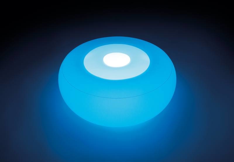 Intex Poggiapiedi Luminoso con LED Multicolore e Batteria Ricaricabile - 86x33 cm, Impermeabile IPX8